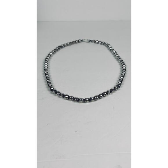 JMS 925 Sterling Silver Mexico 8mm Bead Ball Necklace 24” 61.7 Grams Vintage - Picture 2 of 8